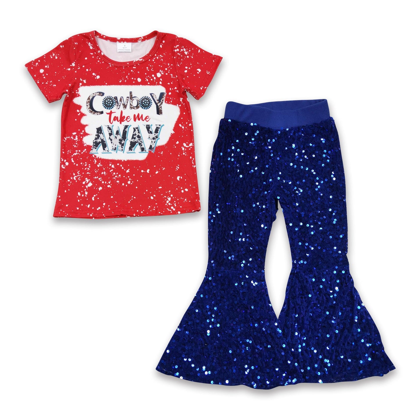 Cowboy take me away shirt blue sequin pants girls outfits