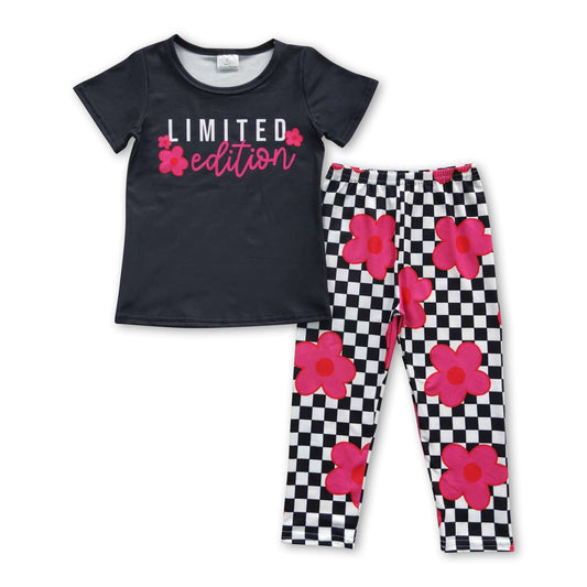 Limited edition shirt flower leggings girls clothing set