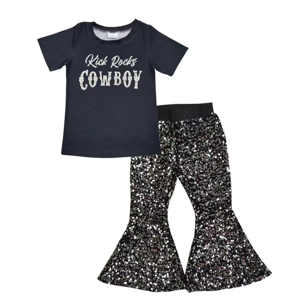 Cowboy shirt black sequin pants girls western outfits