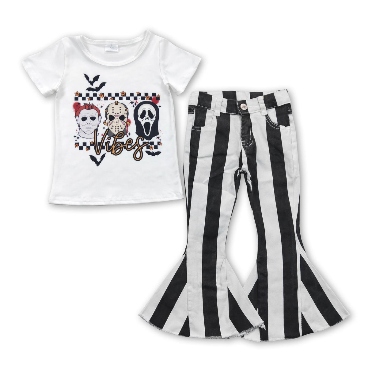 Scream vibes shirt stripe jeans girls Halloween clothes