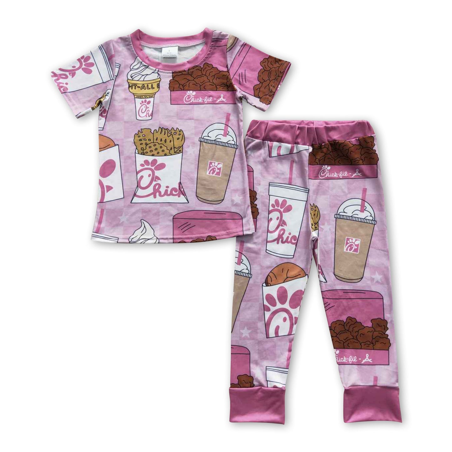 Pink fries hamburger kids grils pajamas