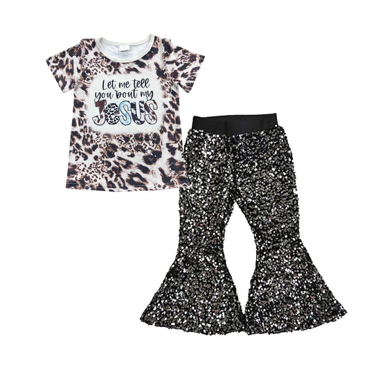 Tell me 'bout jesus shirt black sequin pants girls outfits