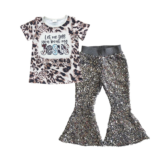 Tell me 'bout jesus shirt grey sequin pants girls outfits
