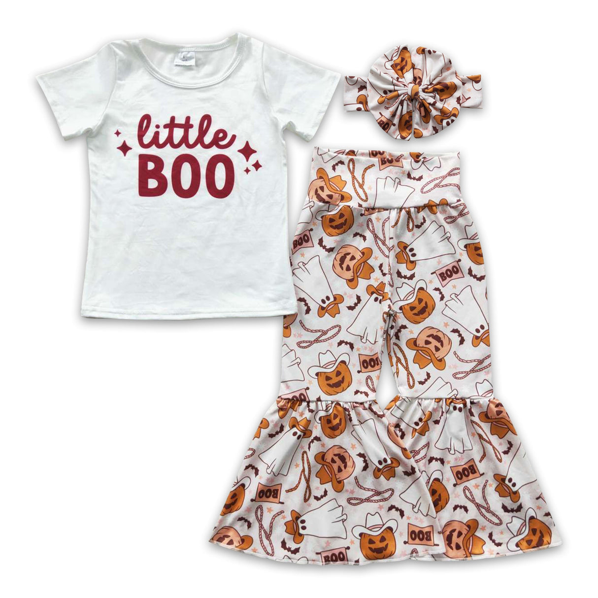 Little boo shirt pumpkin pants baby girls Halloween clothes
