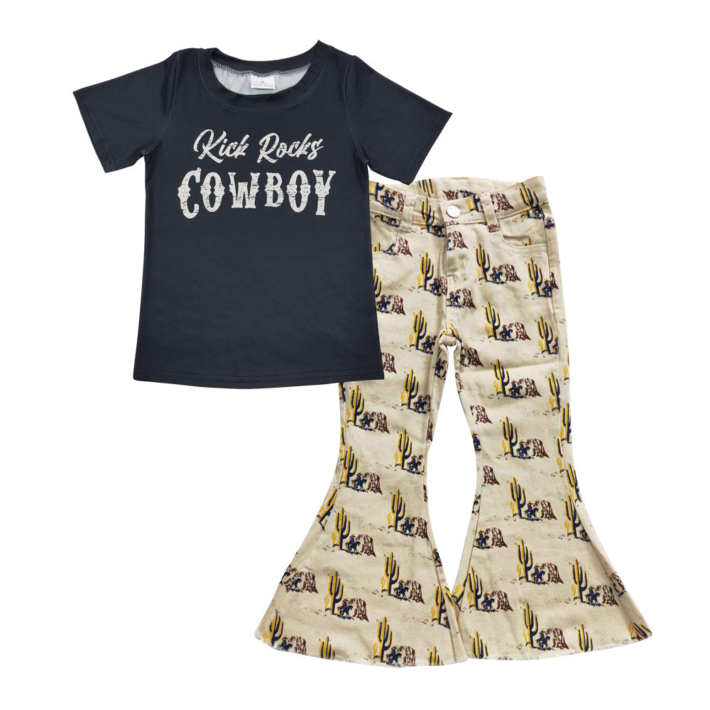 Cowboy top cactus jeans western kids girls outfits