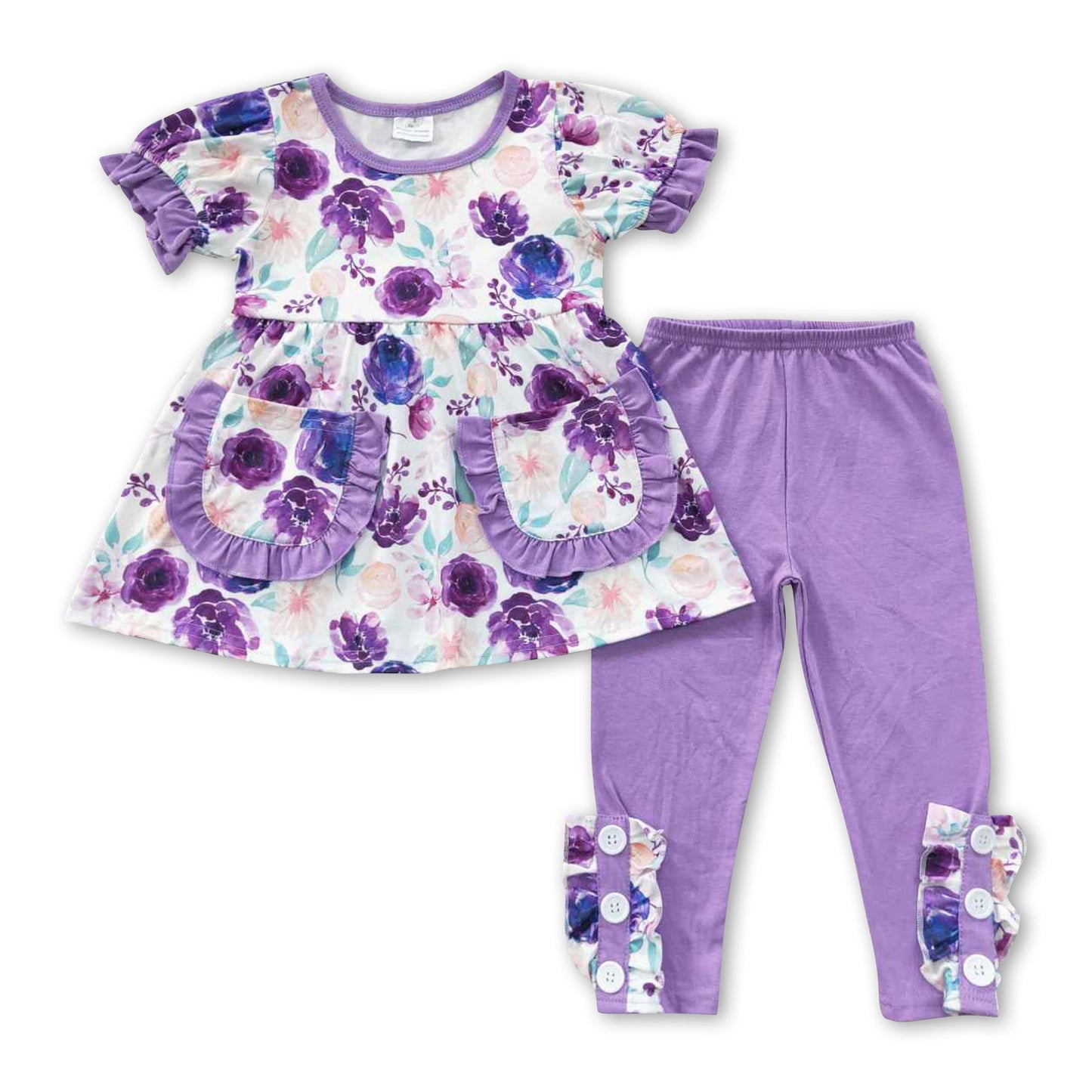 Lavender floral tunic leggings girls clothes