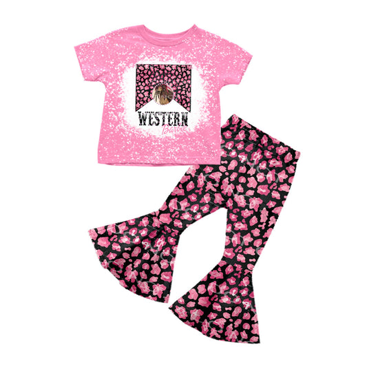 Loepard western party girls clothing set