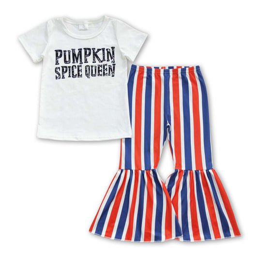 Pumpkin spice queen stripe kids girls clothing