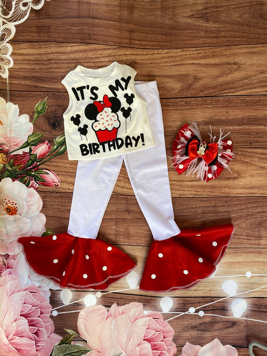 It's my birthday cup cake mouse girls clothing set