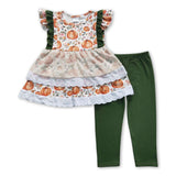 Pumpkin lace tunic leggings girls fall clothing