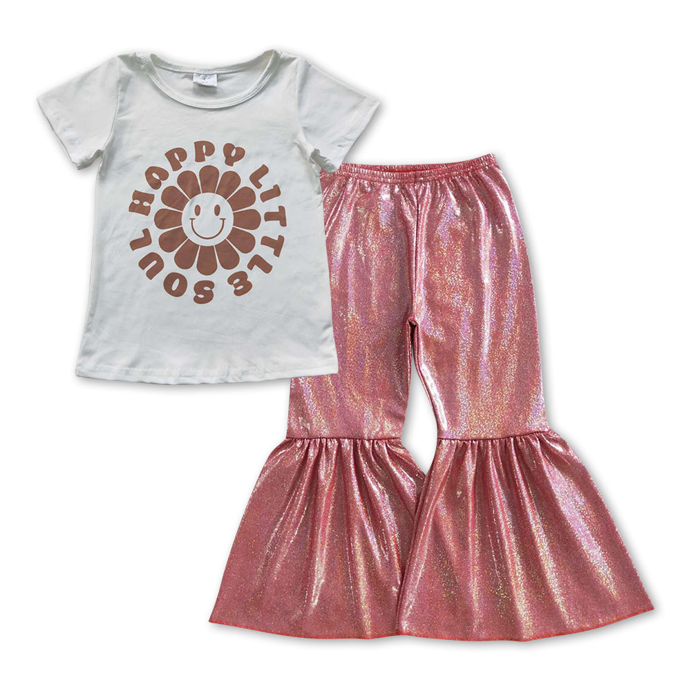 Happy little soul top shinny pants girls clothes