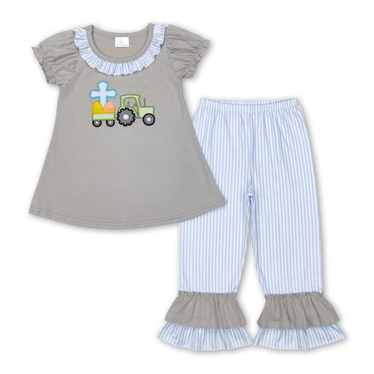 Eggs cross truck tunic ruffle pants girls easter clothing