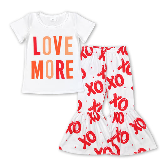 Love more top bell bottom pants girls valentine's clothes