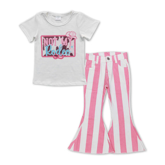 Not my rodeo top pink stripe jeans kids girls outfits