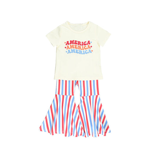 America top stripe pants girls 4th of july clothing