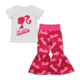 White short sleeves top heart pants party girls clothes