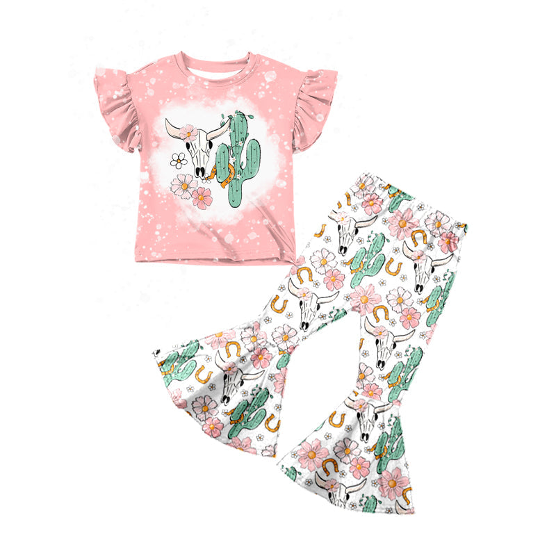 Bull skull cactus floral top pants western girls clothes