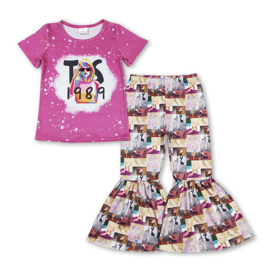 Bleached top patchwork pants singer girls clothing