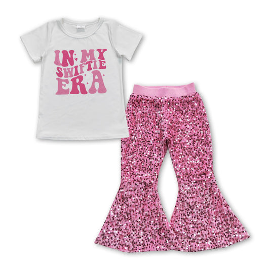 White shirt pink sequin pants singer girls clothing