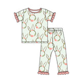 Ruffle plaid bunny floral baby girls easter pajamas