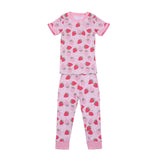 Short sleeves pink strawberry baby girls pajamas