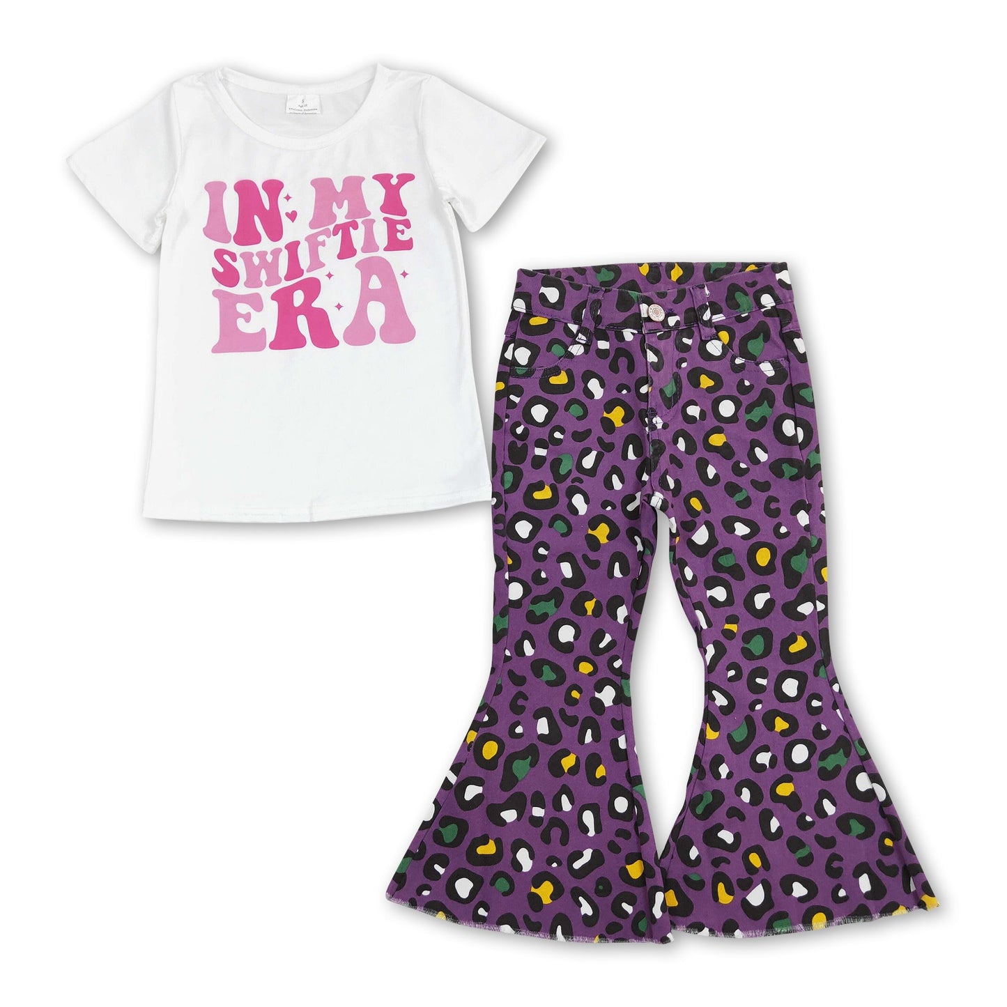 White top purple leopard jeans singer girls clothes