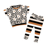 Leopard floral top stripe leggings girls clothing