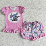 Cute guitar koala bleached shirt ruffle shorts baby girls clothes