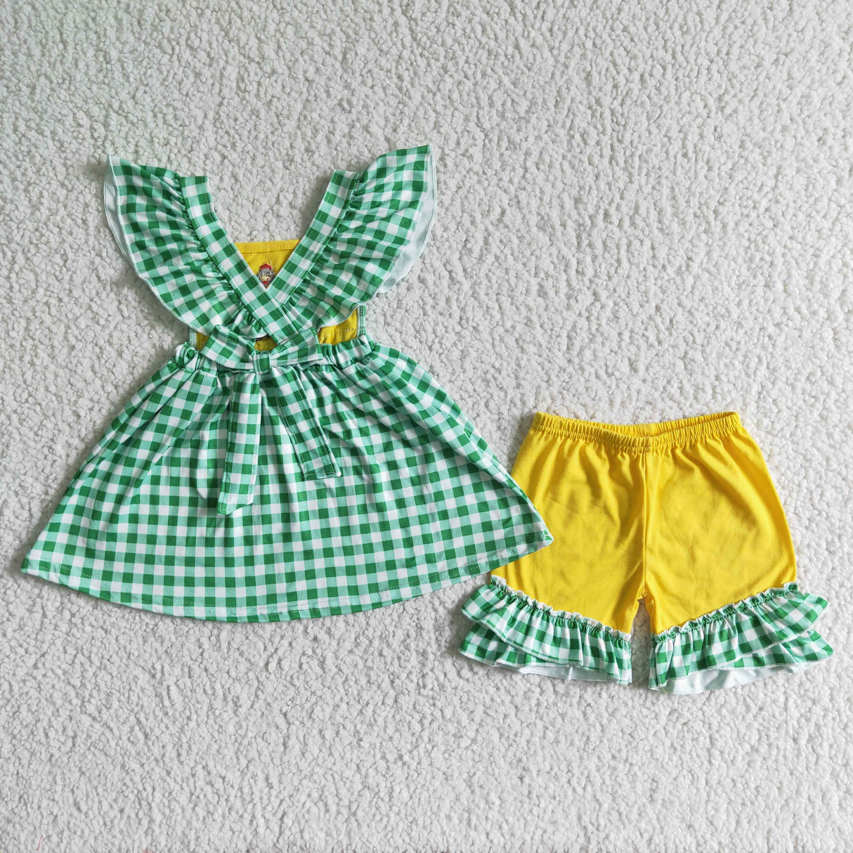 Chicken tractor embroidery girls farm clothing set