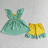 Chicken tractor embroidery girls farm clothing set