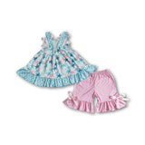 Shells sleeveless tunic shorts baby girls beach summer clothes