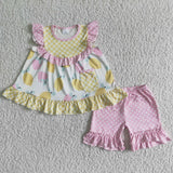Lemon strawberry pocket tunic ruffle shorts girls summer outfits