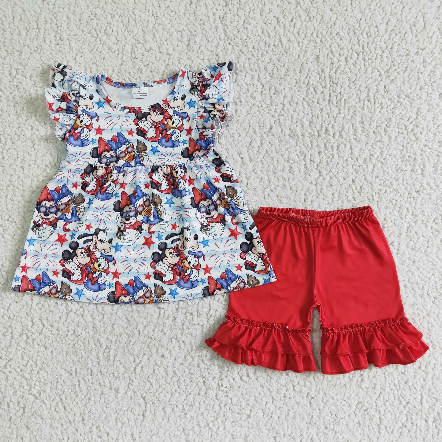 Flutter sleeve red shorts cute girls 4th of july outfits