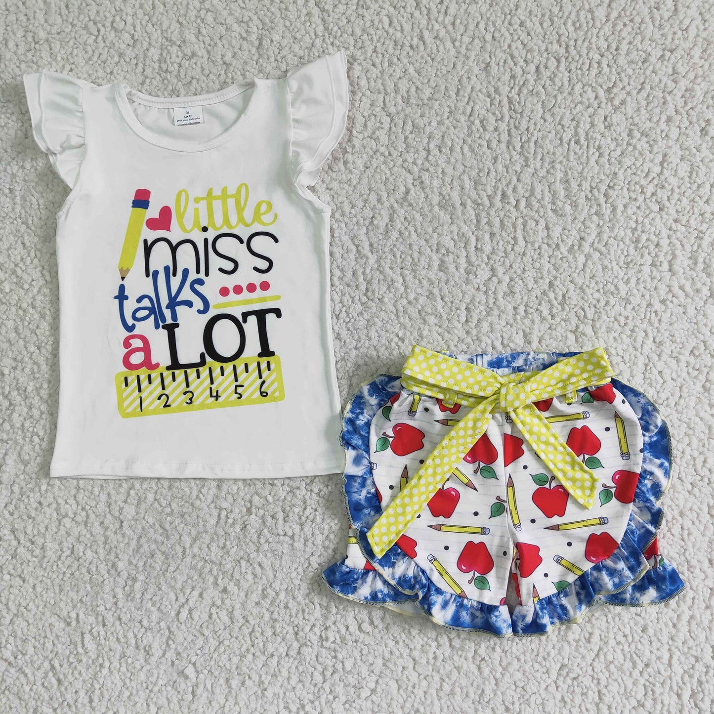 Little miss talks a lot shorts girls back to school clothes