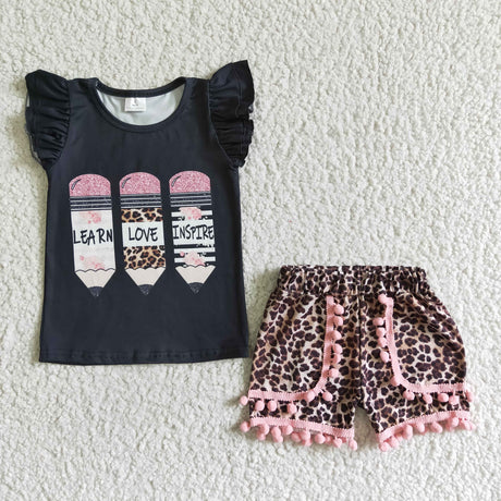 Learn love inspire pencil print girls back to school clothing