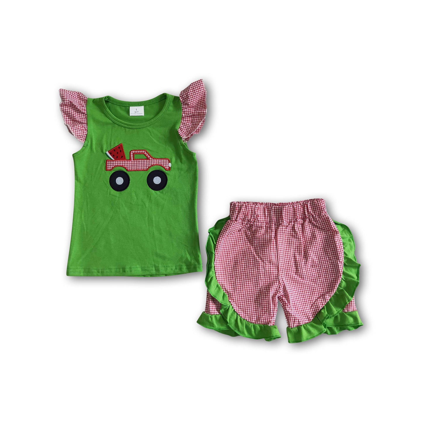 Watermelon truck embroidery girls summer outfits