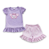 Crab shirt plaid ruffle shorts girls summer clothes