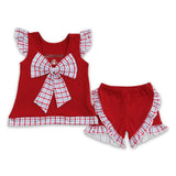 Crab embroidery backless shirt shorts girls summer clothes