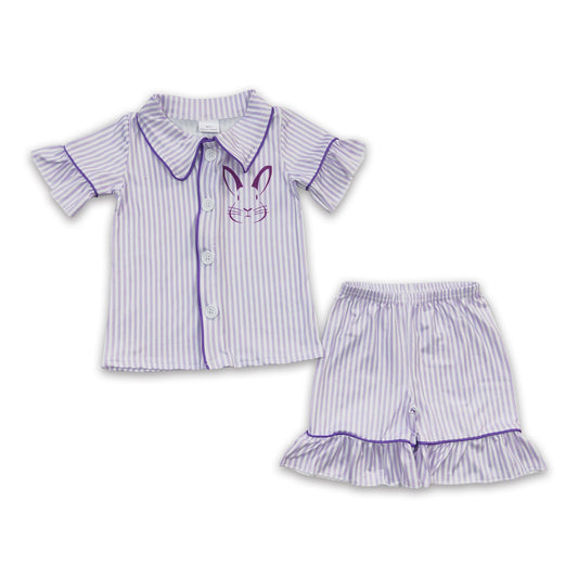 Lavender stripe bunny kids girls easter pajamas