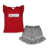 Crawfish sailboat embroidery shirt shorts girls clothes