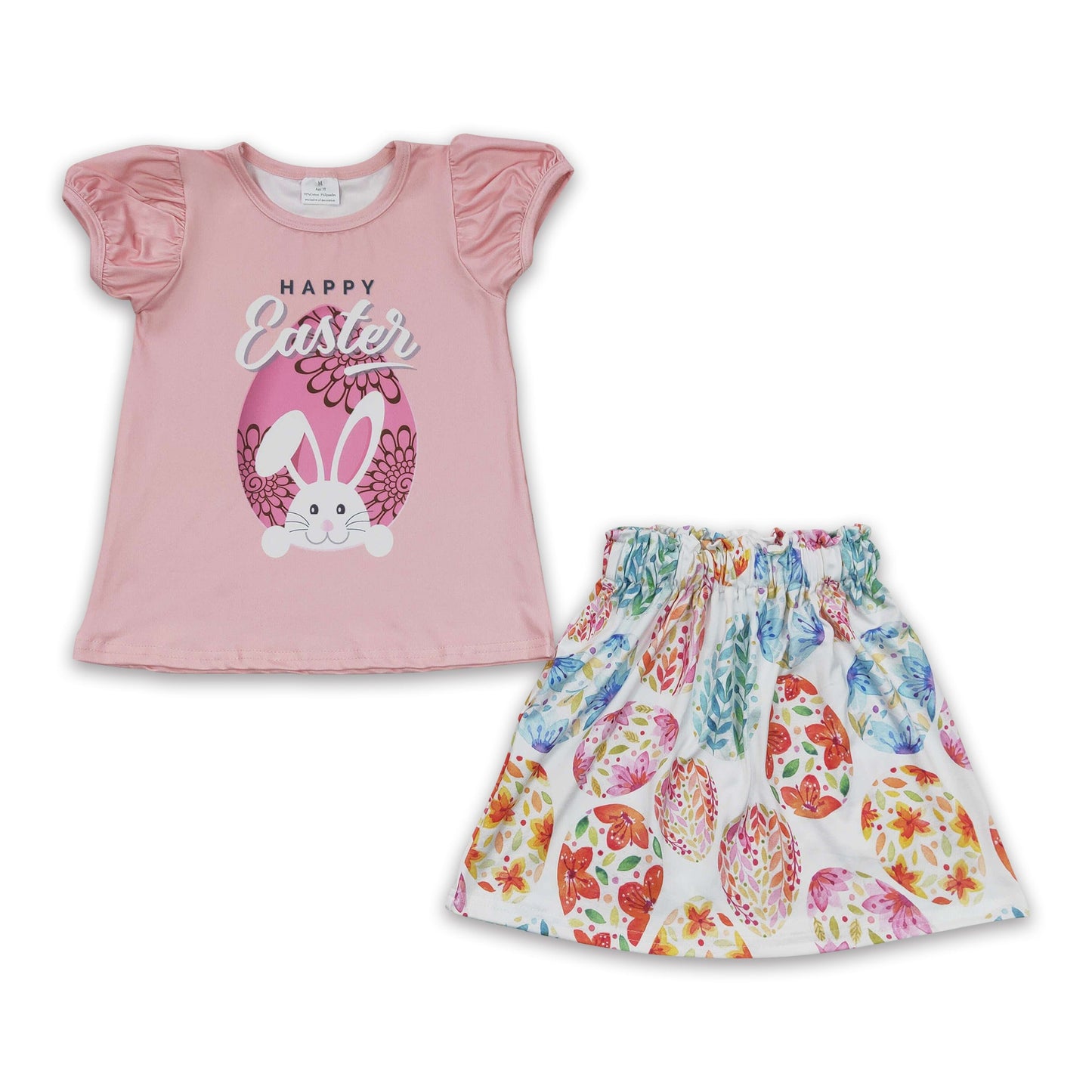 Happy easter rabbit shirt eggs skirt girls easter clothes