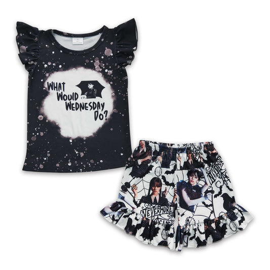Black bleached shirt movie kids girls outfits