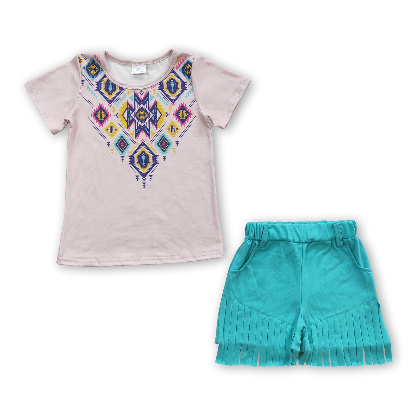 Aztec shirt tassels shorts kids girls outfits