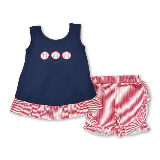 Sleeveless baseball tunic stripe shorts kids girls clothing