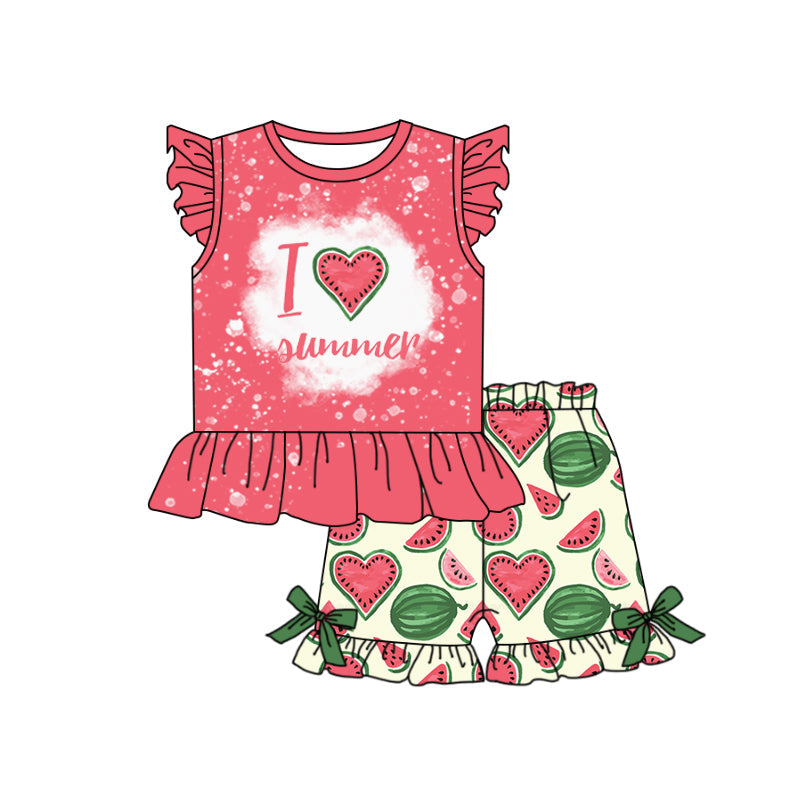 I love summer watermelong kids girls clothes