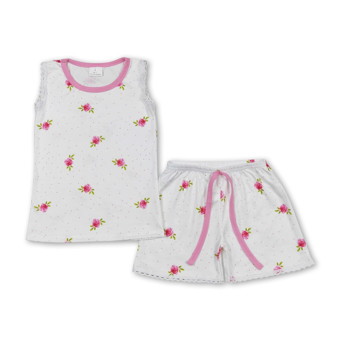 Pink polka dots floral baby girls summer outfits