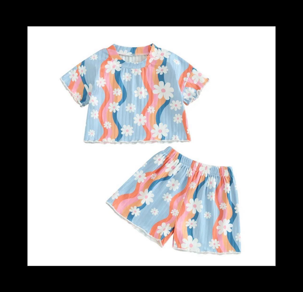 Short sleeves floral groovy girls summer clothes