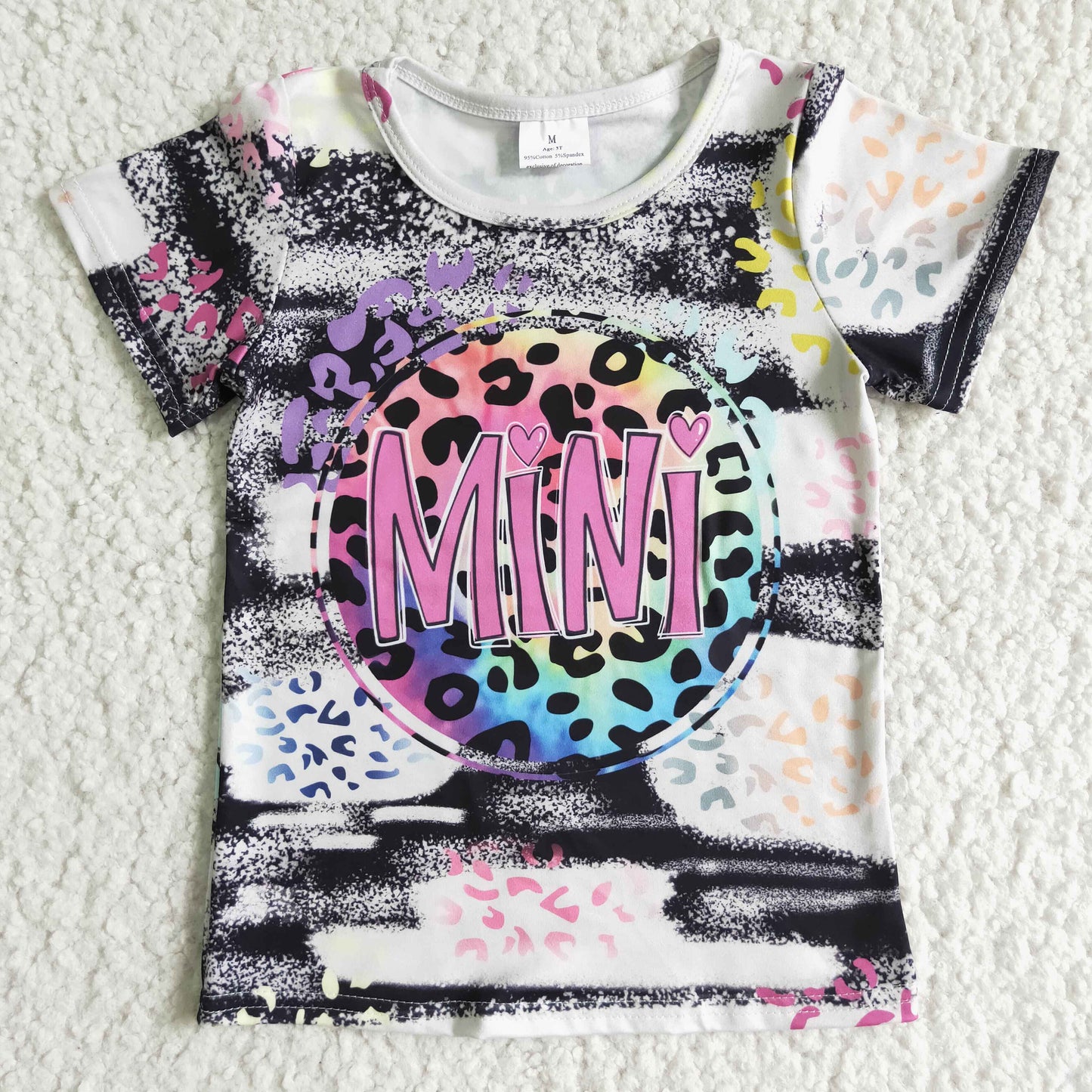 Colorful leopard mini girls summer shirt