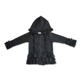 Solid colorful zipper girls ruffle hoodie jackets