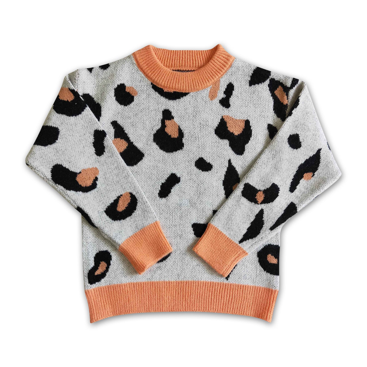 Peach leopard girls fall winter sweater